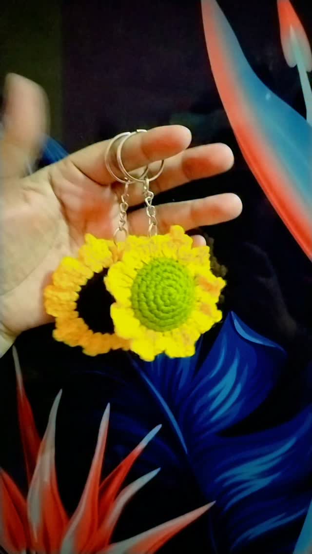 Sunflower Crochet Keychain
